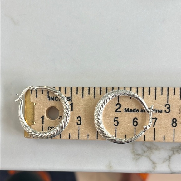 INC International Concepts Silver Twisted Hoop Earrings - Picture 2 of 2